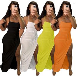 Casual Dresses Ladies Nightclub Club Sexy Suspender Dress Summer Simple Sleeveless Skinny Split Backless