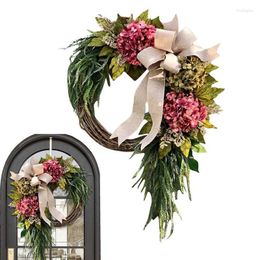 Decorative Flowers Spring Wreath 15.75 Inch Hydrangea Wreaths Holiday Decor Home Decorations For Welcome Farmhouse Outside Indoors