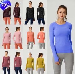 LuLu Align Yoga Langarm-Trainingsfrauen-T-Shirt Slim Gym Swiftly Tech Full Stretch Fitness-T-Shirts Definieren Sie Laufoberteile Beliebtes Bodybuilding-T-Shirt Mädchen sdea