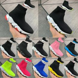 Speed Socks boots kids shoes Triple-S Paris toddlers shoe Casual girls boys youth sneakers kid shoe high black pink black sock Knitted train