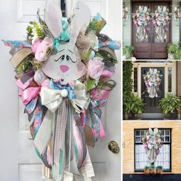 Decorative Flowers Hanging Wreath Nice-looking Garland Fabric Exquisite Workmanship Easter For Door