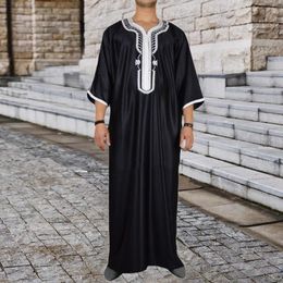 Ethnic Clothing Mod Bod Tops Mens Four Seasons Embroidered Comfortable Arab Muslim Medium Long Sleeve Shirts Tall Button Down Summer Shirt