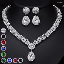 Necklace Earrings Set Wah Mei Colours Cubic Zircon Crystal Bridal Sets For Women Wedding Party