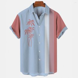 Men's Casual Shirts 2023 3D Print Summer Short Clothes Coconut Beach Lapel Luxury Shirt Loose And Breathable Sleeve Retro Top Harajuku
