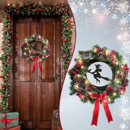 Decorative Flowers Wreath For Fall Christmas Decorations Halloween Witch Deal Branches Red Berries Pinecones Butterflies