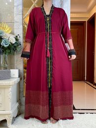 Ethnic Clothing 2023Abaya Muslim Maxi Long Sleeve Dress Chiffon Fabric Women Diamond Arab Dubai Islamic Autumn Loose Casual Turkey