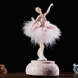 Novelty Items Elegant Ballerina Dancing Girl Music Box Swan Lake Carousel Feather Musical Box Wedding Birthday Gift for Girls Friend 230707