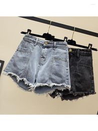 Women's Shorts Basic A Line Jean For Women Summer 2023 Flash Style Splice Slim Wide Leg Retro High Waist Short Jeans