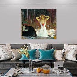 Abstract Figure Canvas Art Ashes Edvard Munch Oil Painting Handmade Modern Artwork