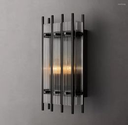 Wall Lamps Rectangular Lamp Modern Retro LED Glass Brass Chrome Black Nickel Bathroom Bedroom Living Room Decoration