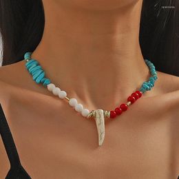Chains Boho Necklace For Women Personality Turquoise Pendant Ethnic Style Valorant Bead Chain Fashion Trends One Piece Vintage Jewellery