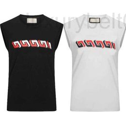 Men's T-Shirts Designer Summer letter Print T shirts Mens designer Sleeveless stripe printing Tshirt Women Clothes Casual Cotton Tee EQVF