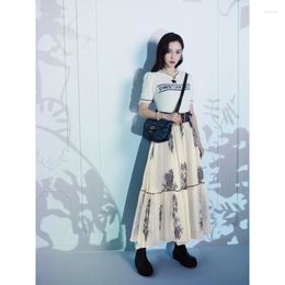 Skirts 2023 Summer Formal Fashion Digital Positioning Print Long Silk Half Skirt Temperament Office Ladies Casual Women Clothing