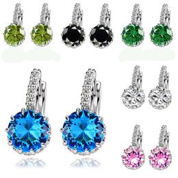 Stud Earrings Fashion Colorful Gems Cubic Zirconia For Women Vintage Crystal Statement Wedding Jewelry