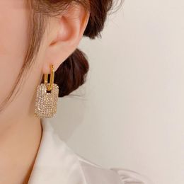 Backs Earrings Zircon Square Ear Buckle Delicate Fashion Super Flash Light Luxury Atmosphere Earring Personality Exaggerated Eardrop For