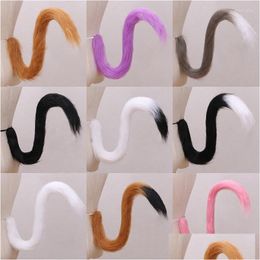 Other Event Party Supplies Adts Kids Cosplay Fluffy Plush Long Cat Tail Halloween Costume Prop Fancy Dress Accessories Drop Delive Dhqpj