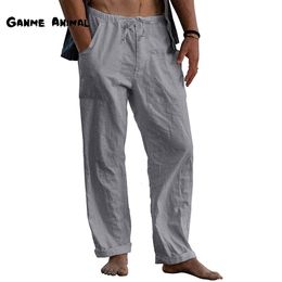 Men's Pants Linen Long Male Solid Colour Cotton Trousers Yoga Streetpants Gym S3XL 230707