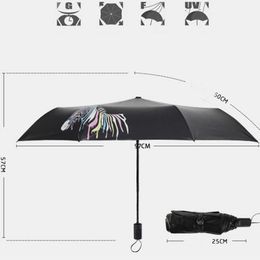 Umbrellas Creative Colour Changing Pattern Folding Rainy Umbrella Anti-UV Rainproof Sun Protection Umbrellas Female