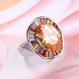 2023 Hot selling designer jewelry Oval champagne zircon copper jewelry set with color zircon ring