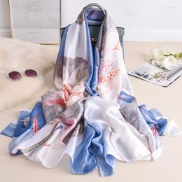 Scarves 2023 Summer Lotus Print Beach Towel Luxury Sunscreen Lady Winter Warm Scarf Style Seaside 180x90cm Shawls