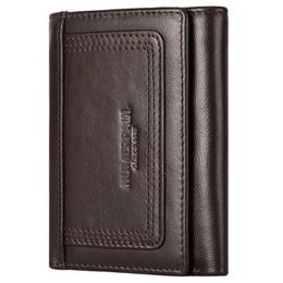 HUMERPAUL Slim Wallet for Men RFID Original Genuine Leather Trifold Cards Holder Small Luxury Male Clutch with Zipper Coin Pouch