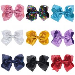 Jojos 8 inch hair clip with large sequins bow tie fish scale decoration cheerleading performance childrens hair clip christmas fashionable colorful sd053 E23