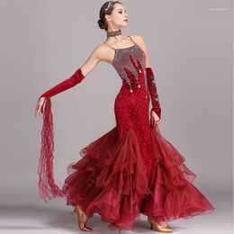 Stage Wear Lady Ballroom Dancing Dress Girls Modern Dance Diamond Costumes Female Performance Royaldance 4pcs D-0347