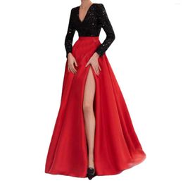 Casual Dresses Autumn And Winter Women's Sequined V Neck Long Sleeved Slit Dress Wedding Formal Short For Women Evening