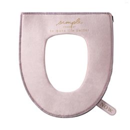 Toilet Seat Covers Pink Zipper Cushion With Hanging Loop Antibacterial Bathroom Soft Warm Washable