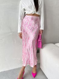 Skirts Women High Waisted Skirt Zebra Print Fishtail Elegant Summer Pink Midi Korean Style ALine Pencil 230707