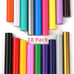 Window Film HTVRONT 18 Pack 12X3ft Multi Colours Permanent Adhesive Vinyl Rolls for Cricut Craft DIY Cup Glass Phone Case Decor EASY TO CUT 230707