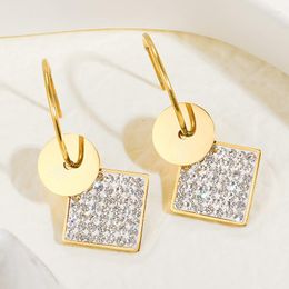 Dangle Earrings Square Ear Ring Titanium Steel Stainless Gold-plated C-shaped For Women Jewellery Party Goth