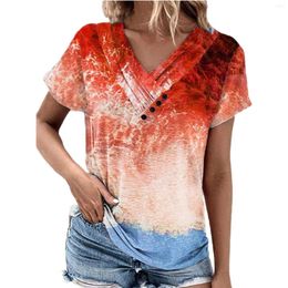 Women's T Shirts Fashion Loose Tie Dye V Neck Short Sleeved Shirt Tops For Women Womens Long Sleeve Tee Cotton