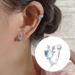 Backs Earrings Cute Antler Y2k Ear Clip For Female U Shaped Imitation Pearl Deer Non Piercing Earing Christmas Gifts Jewelry EF045