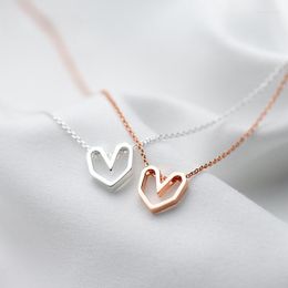 Pendant Necklaces Rose Gold Colour Geometric Heart Choker Necklace Charm Sexy Silver For Women Party Jewellery Gift Wholesale