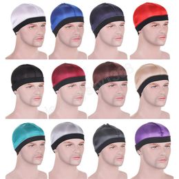 Fashion Silky Dome Cap Elastic Bandana Unisex Outdoor Cap Night Sleep Headcover Cancer Hair Loss Chemo Cap Hair Accessories