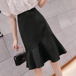 Skirts Fishtail Skirt Women's Spring And Summer Style Ruffle Edge High Waist Versatile A-shaped Hip Wrap Medium Length