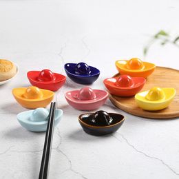 Chopsticks Cute Gold Ingot Ceramic Crafts Chopstick Shelf Household Rack Spoon Rest Pillow Stand Kitchen Tableware Ornament Decor