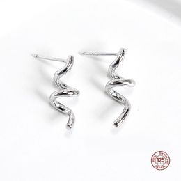 Stud Earrings LKO Real 925 Sterling Silver Simple Twist Spiral Valentine's Day Gifts Women Charm Ear Studs Jewelry Accessories