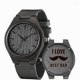 Wristwatches Engraved Wooden Watches For Men And Women Boyfriend Or Groomsmen Gifts Black Sandalwood Customised Wood Watch
