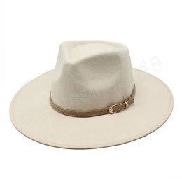 Simple British Style winter wool solid Classic fedoras cap men women panama jazz hat Wide Brim Big Wedding caps