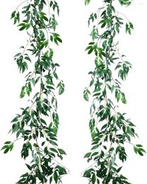 Decorative Flowers 2 Pack Artificial Hanging Leaves Vines Artiflr 5.7 Ft Fake Willow Twigs Silk Plant Garland String