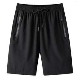Men's Shorts Men Casual Solid Short Pants MId Waist Drawstring Sports With Zip Pocket Pant