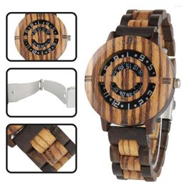 Wristwatches Unique Hollow Dial Men Women Natural Wood Watch With Full Wooden Bamboo Bangle Quartz Wristwatch Novel Handmade Clock Gifts