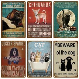 Teckel Wall Posters Funny Dog Metal Signs Cute Cat Metal Sign Wall Art Plaque Metal Vintage Door Tin Sign Bar Home Room Decor Decoration Interior Paintings w01