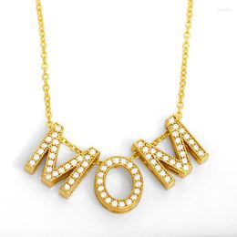 Pendant Necklaces FLOLA Gold Plated MaMa MoM Necklace For Women CZ Letter Name Cubic Zirconia Jewellery Mother's Day Gifts Nkeu57