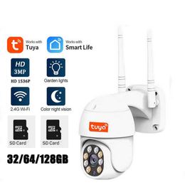 Tuya Smart 3MP Camera HD 1080P Wireless WiFi IP Camera Board AI Tracking Cameras for Home Lift Security Two Way Audio Auto Night Vision IP65 Waterproof Google Alexa App