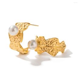 Stud Earrings Youthway Stainless Steel Geometric Shell Bead C-shaped For Women Fashion Trendy Jewelry Bijoux Femme Waterproof