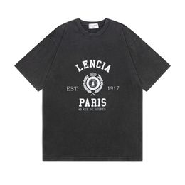 BLCG LENCIA 2023 Summer New 250g 100% Cotton Fabric T-shirt Men High Quality Print Colour Drop Sleeve Loose Tshirts Oversize Tops 2023137