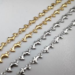 5pcs Lot in Bulk Welded Soldering Chain Dolphin Link Stainless Steel Neclace for Women Mens Fashion Gifts Jewelry 5mm 24inch